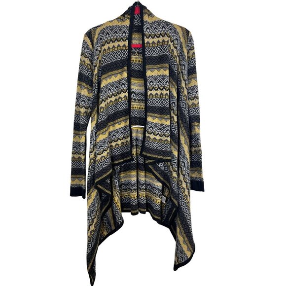 Alison Andrews Sweater M Yellow Western Boho Stripe Chevron Argyle Hi Lo Concert - Picture 1 of 11